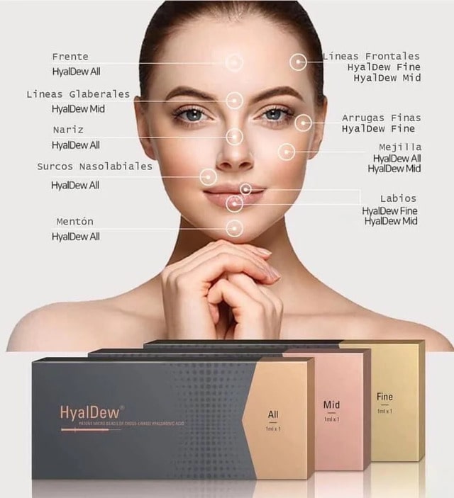 Hyaldew có tính ứng dụng cao, phù hợp tiêm ở nhiều vị trí trên gương mặt Hyaldew có tính ứng dụng cao, phù hợp tiêm ở nhiều vị trí trên gương mặt